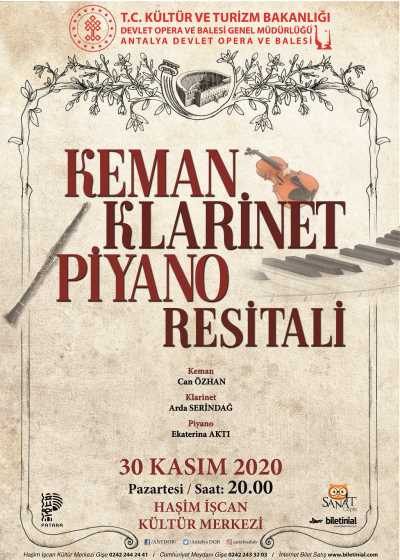 Antalya Devlet Opera ve Balesi, Keman Klarinet Piyano Resitali